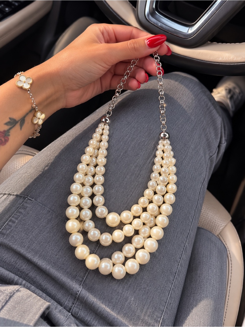 Classic Ivory Pearl Multi-Strand Necklace - Women Jewelry